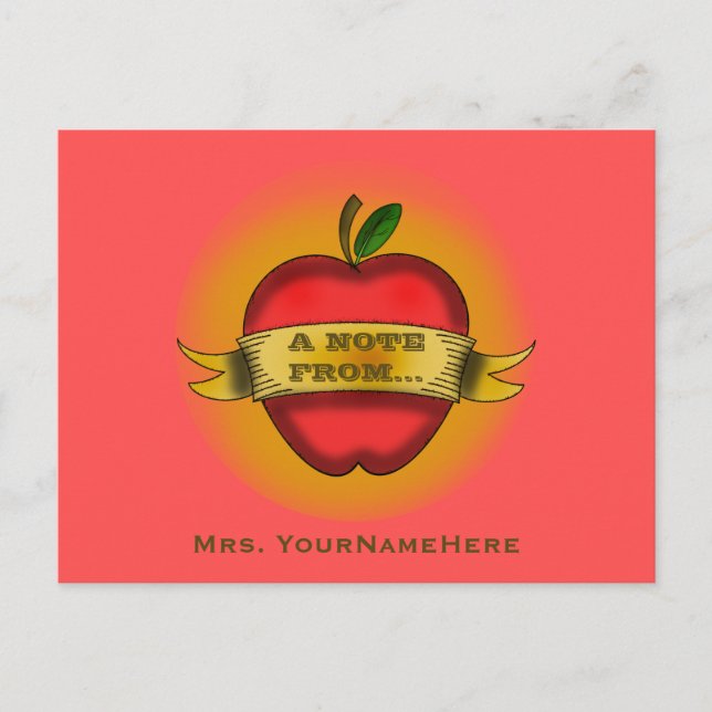 Carte postale pour l'enseignant - tatouage Apple V (Devant)