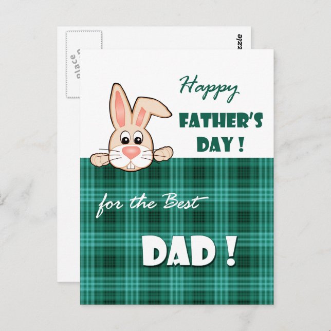 Carte Postale Pour papa en Fête des pères. Joli Bunny (Devant / Derrière)