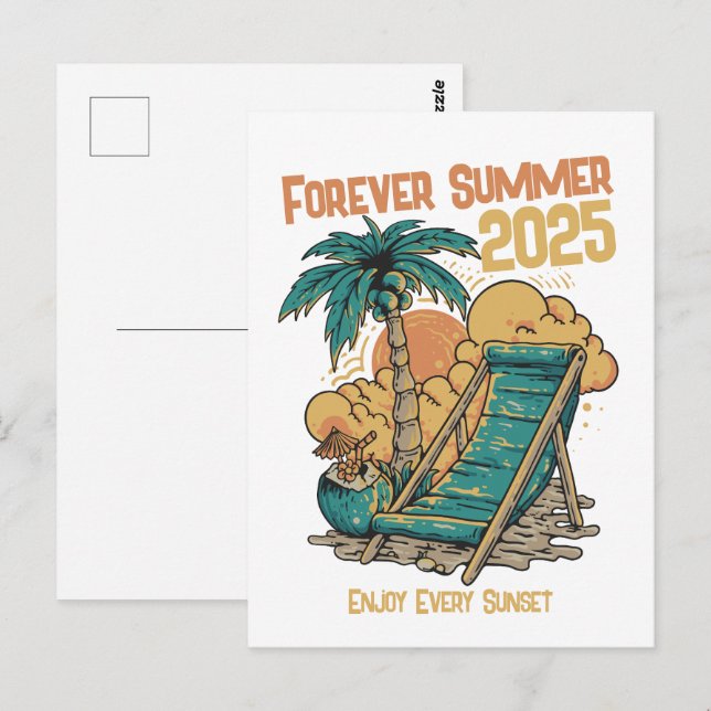 Carte Postale Pour toujours été 2025 - Profitez de chaque couche (Devant / Derrière)