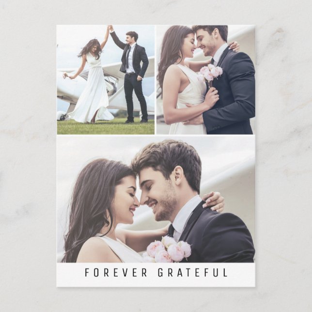 Carte Postale Pour toujours Grateful Simple 3 Mariage photo Merc (Devant)