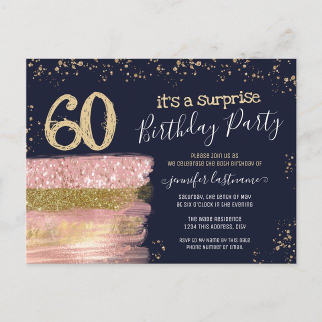 Carte postale pour une fête surprise pour les 60 a (Devant)