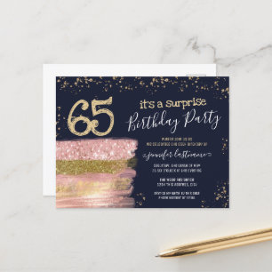 Carte postale pour une fête surprise pour les 65 a