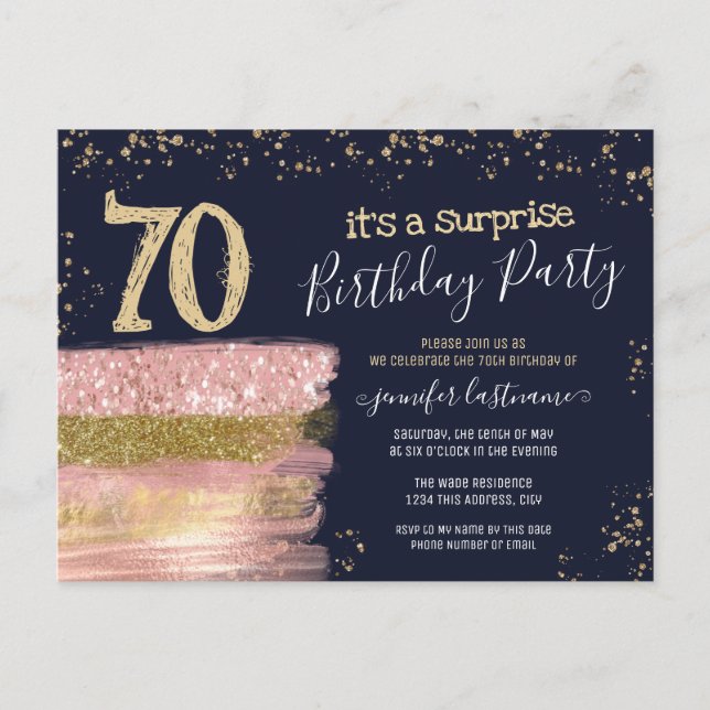 Carte postale pour une fête surprise pour les 70 a (Devant)