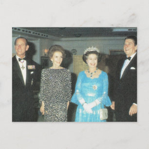 Carte Postale Pourcentage vintage, reine, Philippe et les Reagan