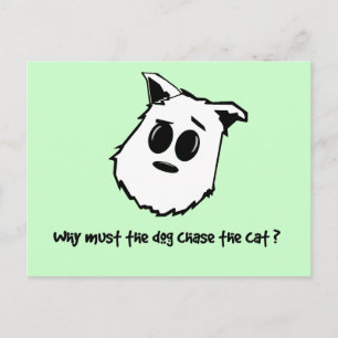 Carte Postale Pourquoi le chien doit-il poursuivre le chat ?