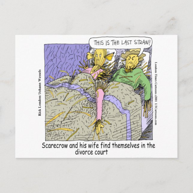 Carte Postale Pourquoi les épouvantails divorcent drôle (Devant)