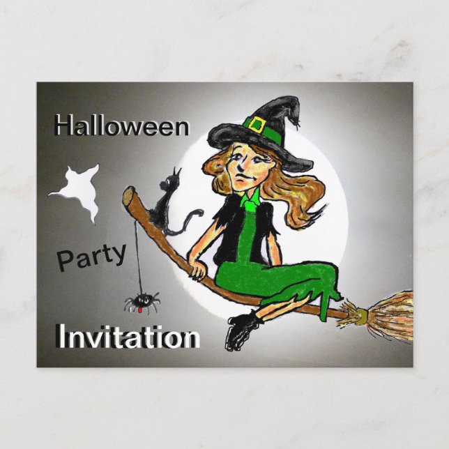 Carte Postale Poussière de sorcière d'Halloween. Invitation de p (Devant)