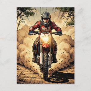 Carte Postale Poussière et détermination Motocross à plein régim