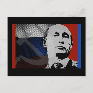 Carte Postale Poutine avec drapeau russe