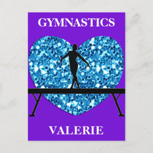 Carte Postale Poutre d'équilibre de gymnastique violet sarcelle