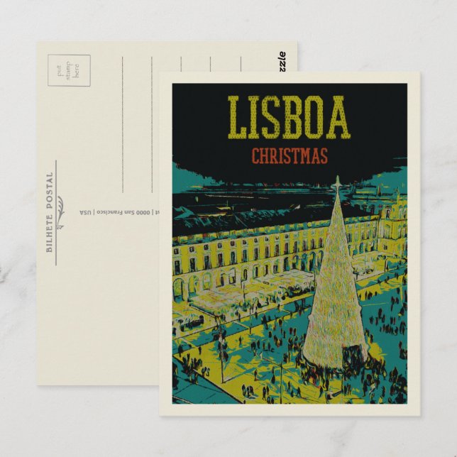 Carte Postale Praça do Comercio à Lisbonne pendant les fêtes de  (Devant / Derrière)