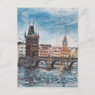 Carte Postale Prag - Peinture de pont Charles