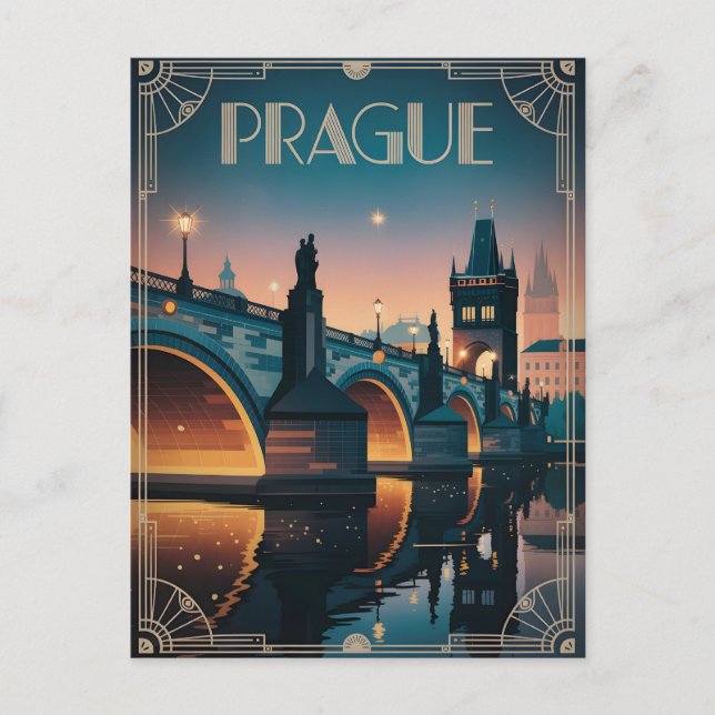 Carte Postale Prague art déco vintage (Devant)