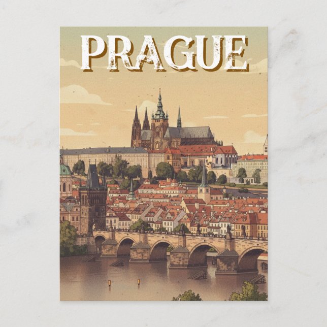 Carte Postale Prague Castle and charles Bridge Travel (Devant)