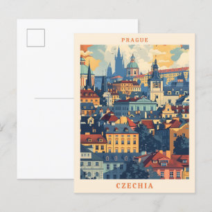 Carte Postale Prague Czechia Elegant Vintage voyage Art