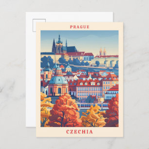 Carte Postale Prague Czechia Elegant Vintage voyage Art