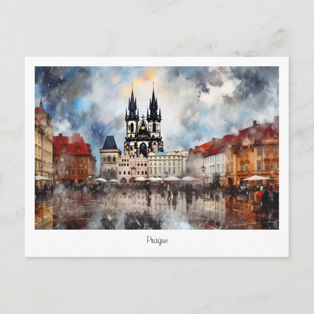 Carte postale Prague nuit en République tchèque (Devant)