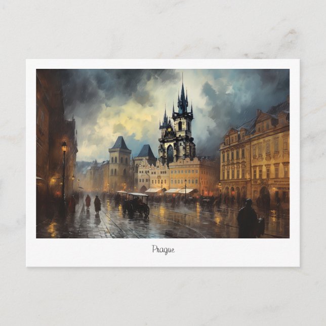 Carte postale Prague nuit en République Tchèque (Devant)