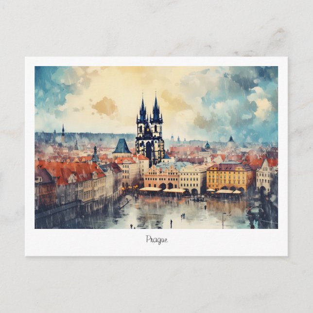 Carte postale Prague nuit en République tchèque (Devant)