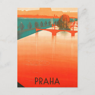 Carte Postale Prague, ponts, voyage vintage