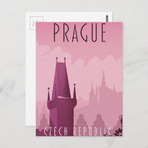 Carte Postale Prague République Tchèque affiche de voyage vintag