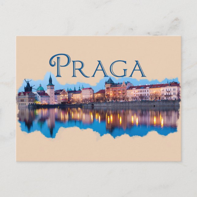 Carte Postale Prague : Skyline du soir (Devant)