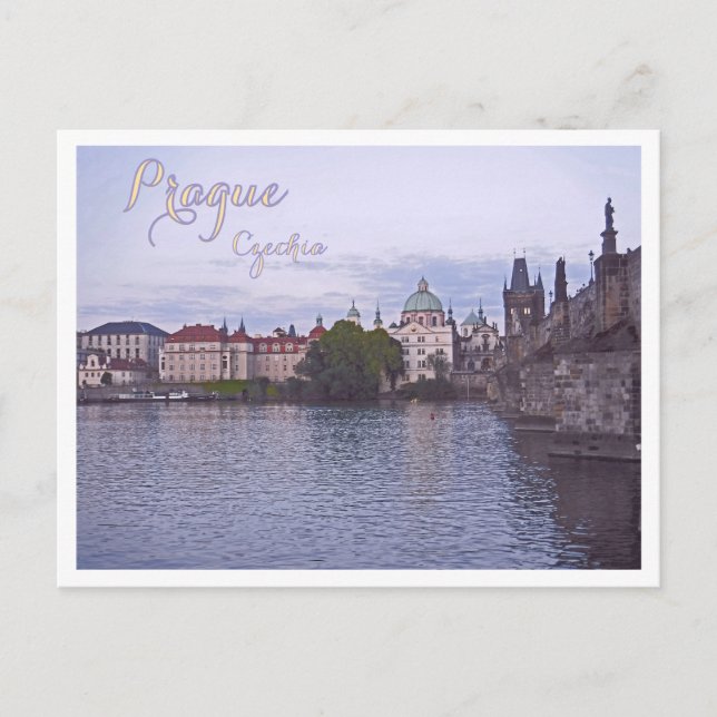 Carte Postale Prague, Tchéquie, pont Charles, crépuscule (Devant)