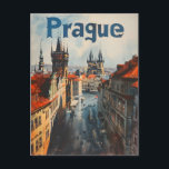 Carte Postale Prague Vintage<br><div class="desc">Un design vintage captivant avec Prague, capitale historique de la République tchèque, avec l'ajout d'une voiture de course classique. L'oeuvre mêle l'architecture gothique et baroque emblématique de la ville, comme le Château de Prague et le Pont Charles, avec les lignes épurées et la nostalgie d'une voiture de course rétro. Cette...</div>