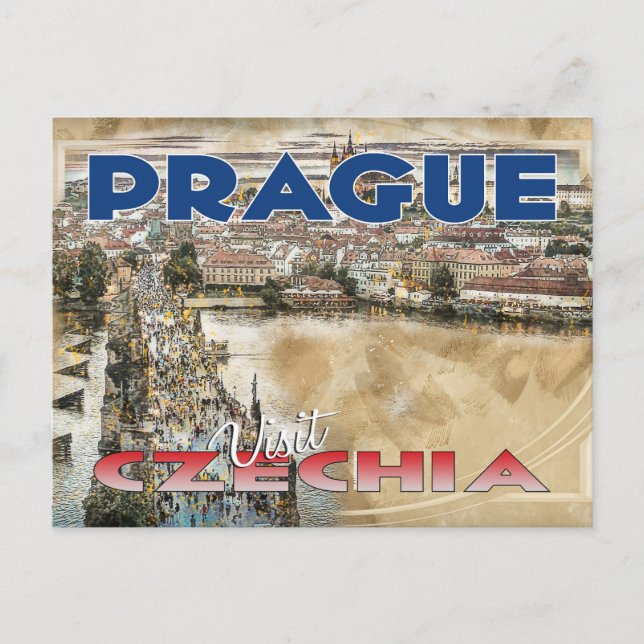 Carte Postale Prague, Visiter la Tchéquie... (Devant)