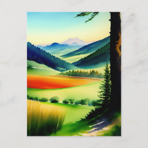 Carte Postale Prairie de montagne à l'aquarelle