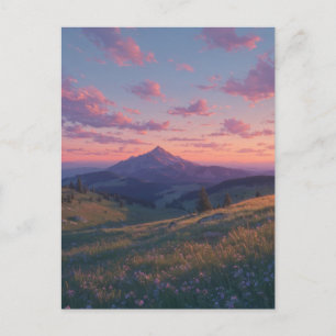 Carte Postale Prairie de montagne sereine au coucher de soleil r