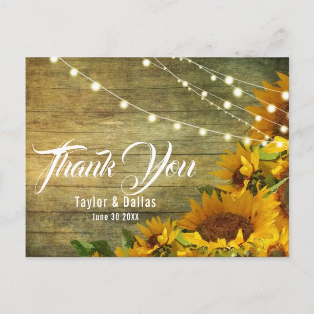 Carte Postale Prairie de Tournesol | Conception Florale Rustique (Devant)