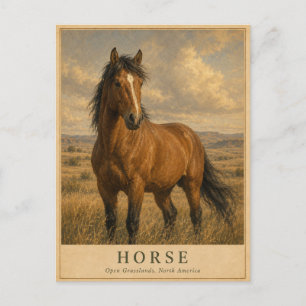 Carte Postale Prairies Ouvertes de Chevaux VINTAGE
