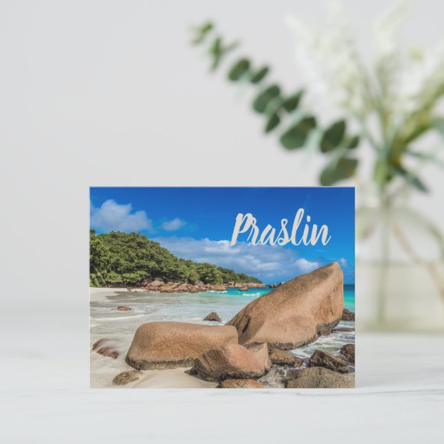 Carte Postale Praslin Seychelles Island Anse Lazio Beach Cadeau (Debout devant)