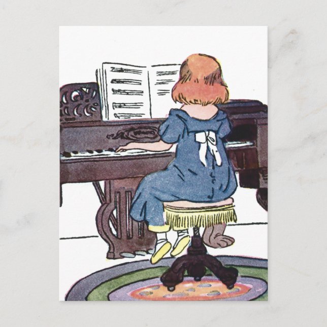 Carte Postale Pratiquer le piano (Devant)