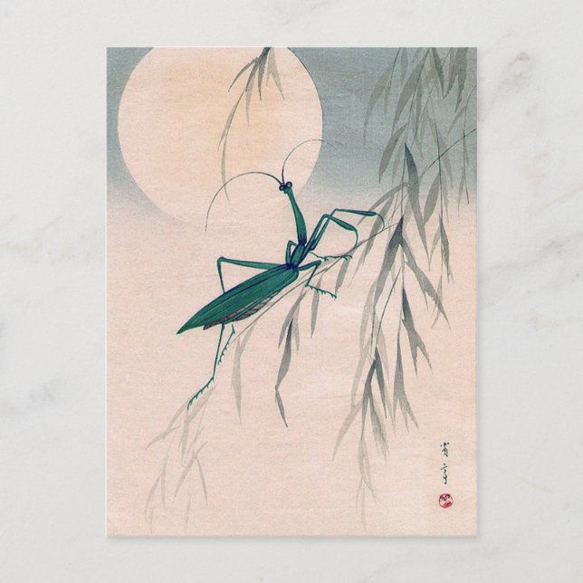 Carte Postale Praying Mantis and the Moon, Watanabe Seitei (Devant)