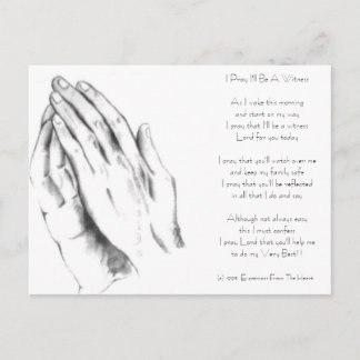 Carte Postale Prayinghands, je prie pour que je sois un témoin,