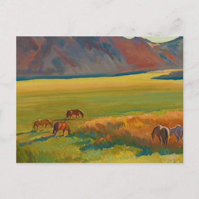 Carte Postale Pré et Chevaux par Maynard Dixon (Devant)