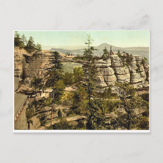 Carte Postale Prebischtor avec Rosenberg, Suisse bohème, (Devant)