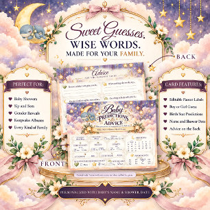 Carte Postale Prédictions et Conseils de Baby Shower Baleine Nau