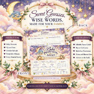 Carte Postale Prédictions et Conseils pour la Baby Shower de Béb