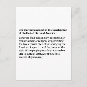 Carte Postale Premier amendement de la Constitution