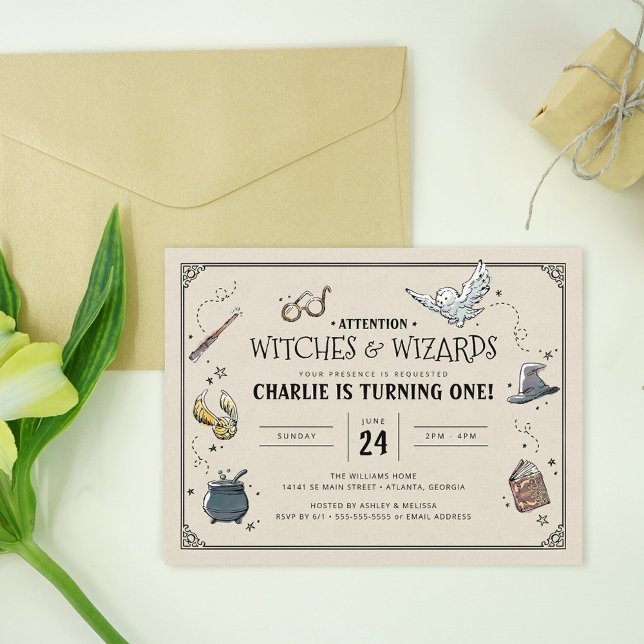 Carte Postale Premier anniversaire de Harry Potter vintage (Invite on table)