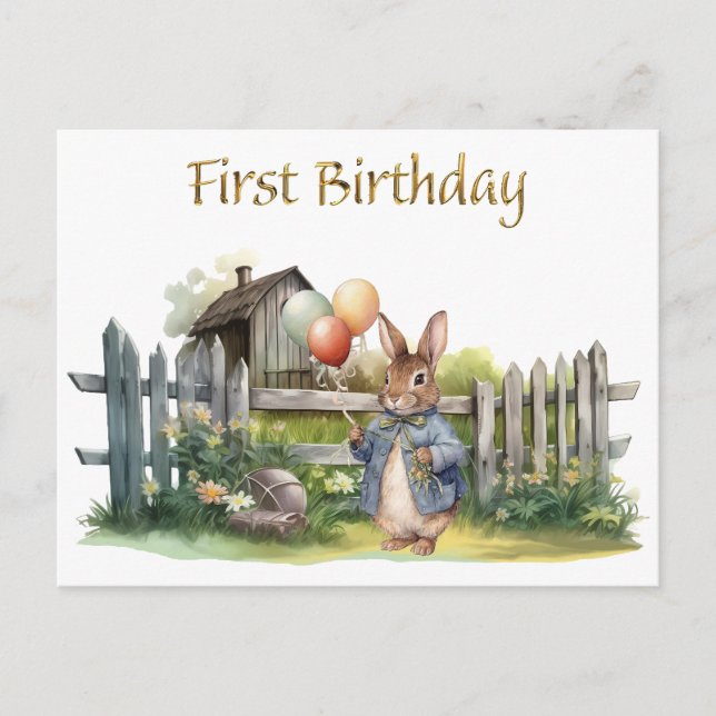 Carte Postale Premier anniversaire de Lapin Malin (Devant)