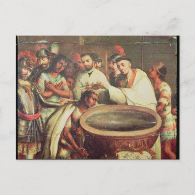 Carte Postale Premier baptême des Indiens par les Dominicains (Devant)