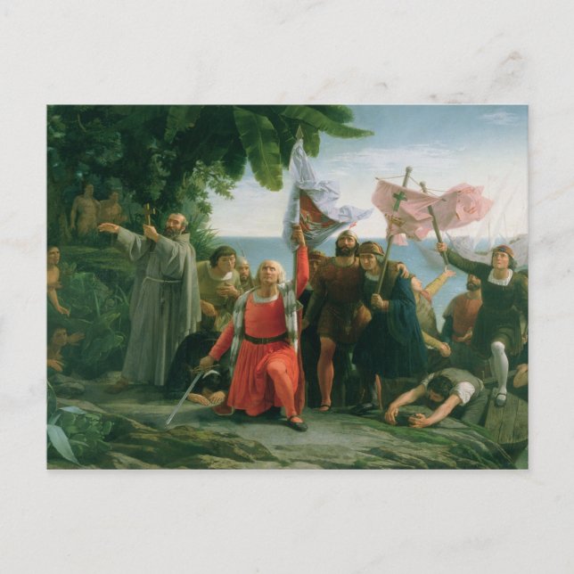 Carte Postale Premier débarquement de Christophe Colomb à (Devant)