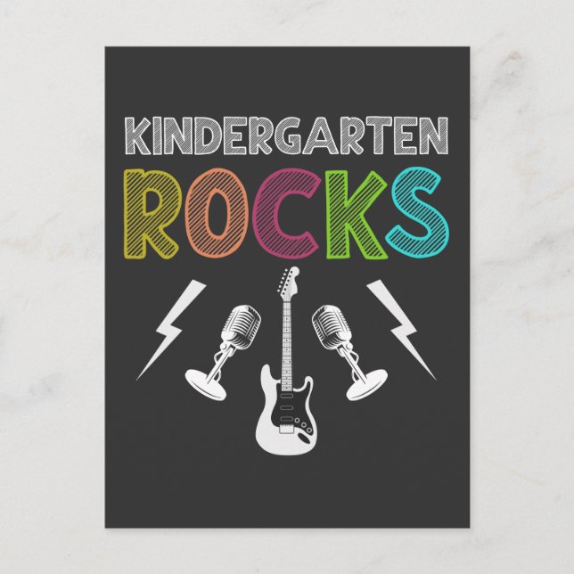 Carte Postale Premier jour de jardin d'enfants Rocks Guitare Lov (Devant)