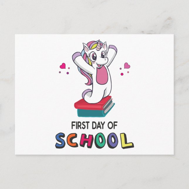 Carte Postale Premier jour de l'école Unicorn (Devant)