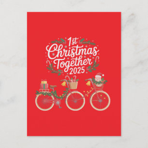 Carte Postale Premier Noël ensemble 2025 Couple romantique