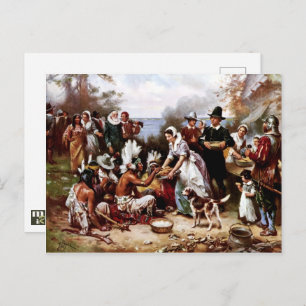 Carte Postale Premier Thanksgiving 1621. Art Thankesgiving